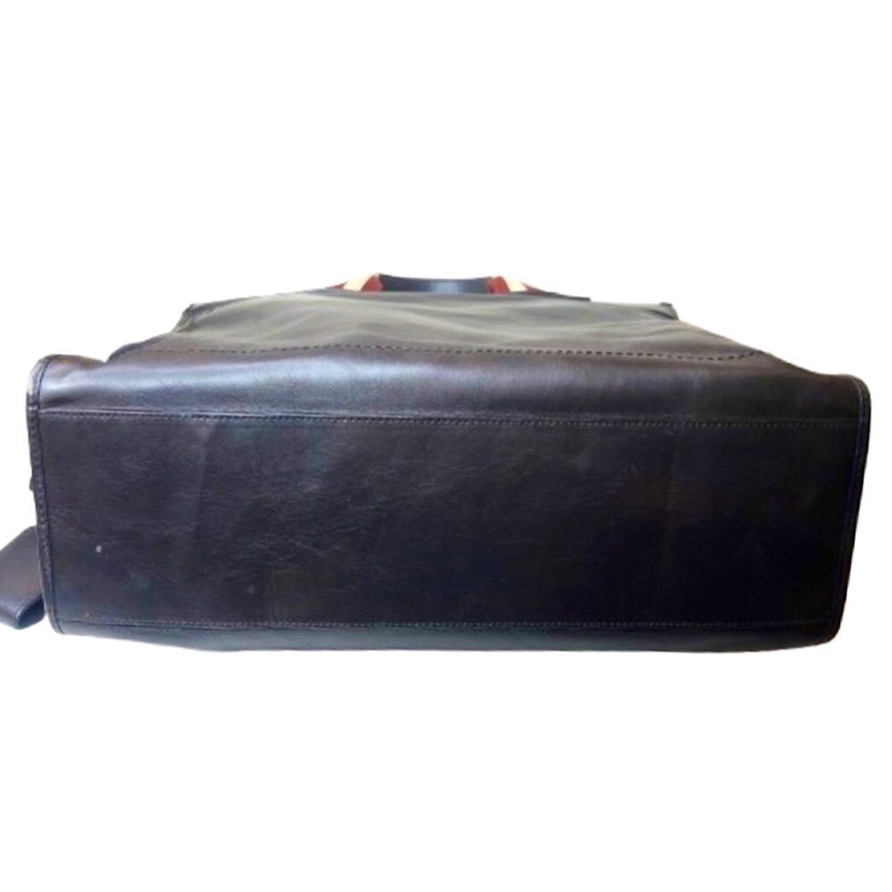 BALLY Brown Leather Trainspotting Work Bag Red Stripe Adjustable Shoulder Strap - Picture 7 of 16